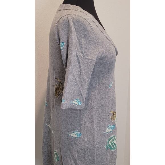 Moth by Anthropologie “Shoaling Gleam” Pullover – Gray with Fish Print – Medium - Picture 3 of 10